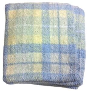 Katie Little Kidsline Baby Blanket Chenille Plaid Blue Green Yellow White Lovey